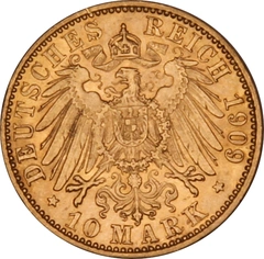1890 - 1912 gouden Duitse 10 Mark munt Wilhelm II