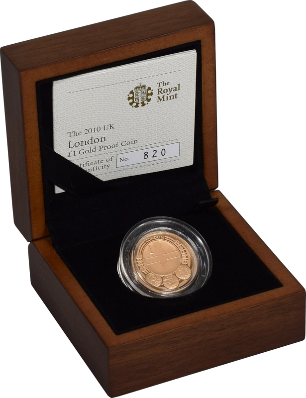 2010 Proof Gold 1 Pound Coin London Boxed