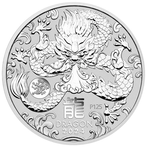 2024 1oz Perth Mint Jaar van de Draak Zilveren Munt met Privy Mark