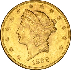 1892 gouden American Double Eagle (20 Dollar) munt Liberty Head San Francisco