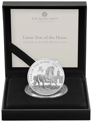 2026 Proof 1 troy ounce zilveren Royal Mint Lunar munt Year of the Horse in doos
