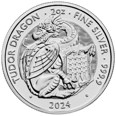2024 2 troy ounce zilveren Tudor Beasts munt Tudor Dragon