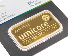 100 gram goudbaar - Umicore