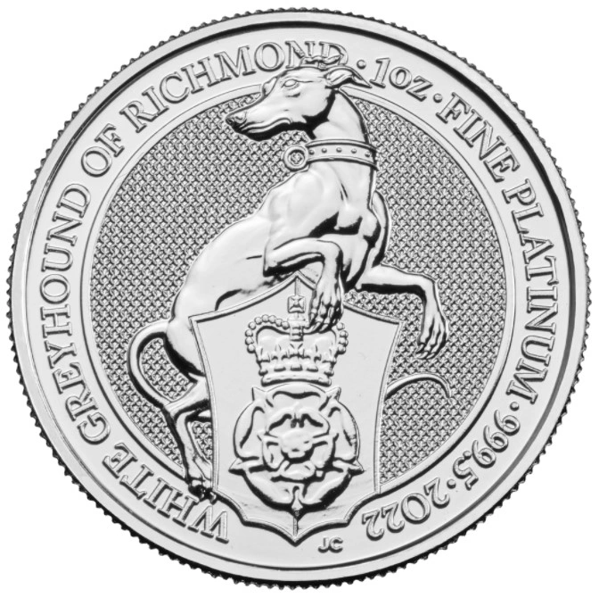 2022 1 Ons Platina White Greyhound of Richmond - Queen's Beast Munt
