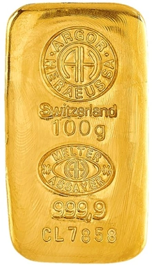Argor-Heraeus 100 Gram Gegoten Goudbaar