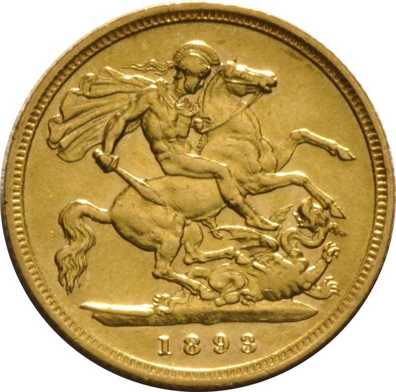 1893 Gold Half Sovereign - Victoria Old Head - London
