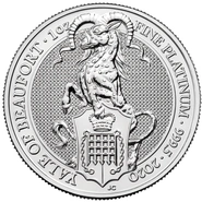 1oz Platinum Coin, The Yale Of Beaufort - Queen's Beast 2019
