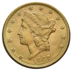 1907 gouden American Double Eagle (20 Dollar) munt Liberty Head Denver