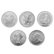 2024 1oz Zilveren Munten set; Britannia, Krugerrand, Philharmoniker, Eagle, Maple