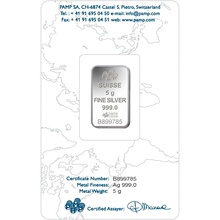 5 gram zilverbaar- PAMP Suisse
