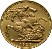 1915 Gold Sovereign - King George V - London
