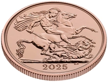 2025 £2 Twee Pond Gouden Munt (Dubbele Sovereign)