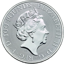 1 troy ounce platina Queen's Beast munt 2019 - Unicorn of Scotland