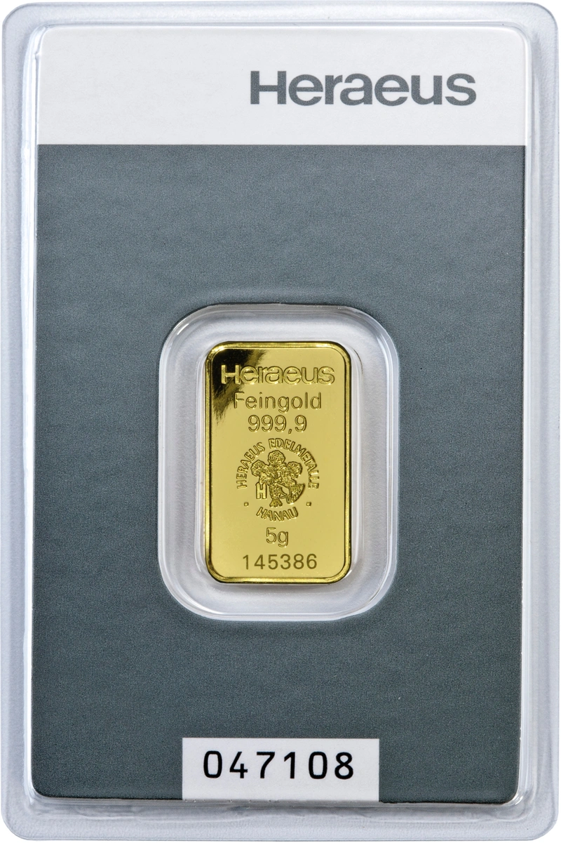 5 gram goudbaar - Heraeus