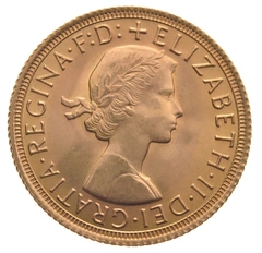 gouden Sovereign munt Elizabeth II Jong Portret