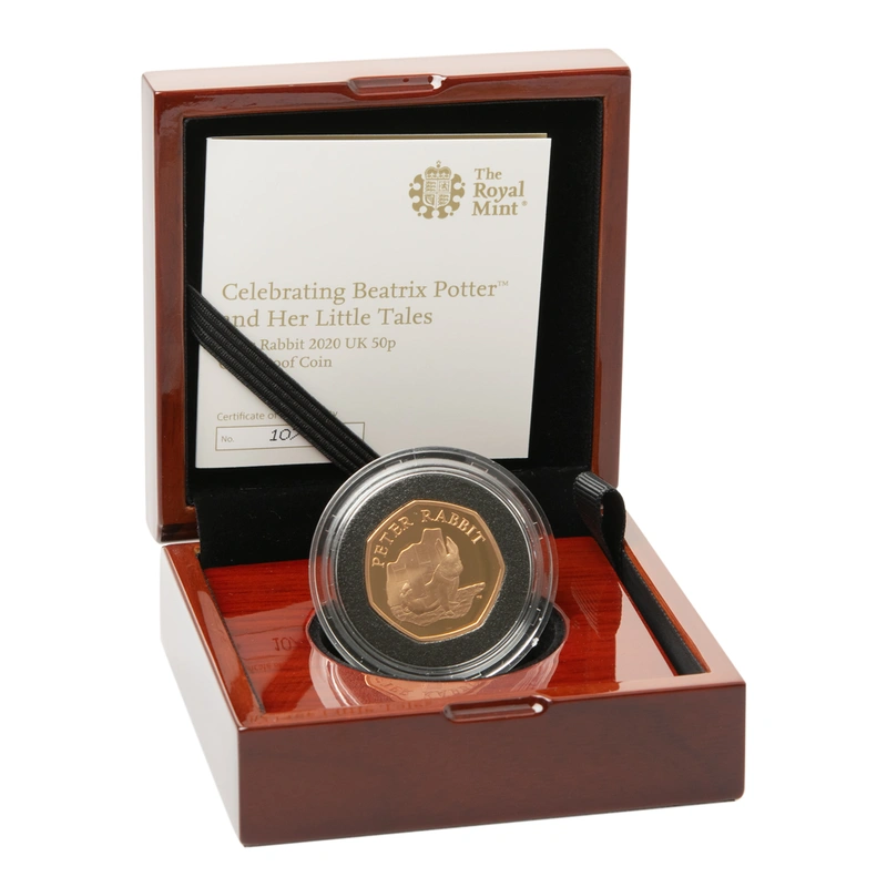 2020 Peter Rabbit Fifty Pence Proof Gouden Munt in Doos