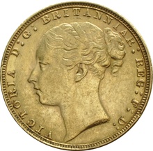 1885 Gold Sovereign - Victoria Young Head - London