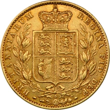 1879 Gold Sovereign - Victoria Young Head Shield Back- S