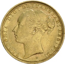 1874 Gold Sovereign - Victoria Young Head - S