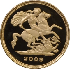 2009 Proof gouden 1/2 Sovereign munt Elizabeth II 4de Portret