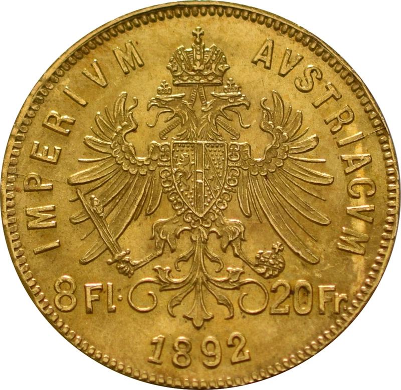 Gold Austrian 20 Francs 8 Florins