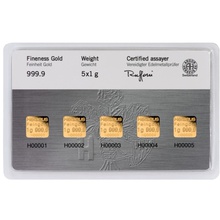 Heraeus MultiCard 5 x 1 Gram Gold Bar