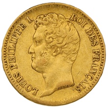 1831 20 Franse Francs - Louis-Philippe met Blote hoofd - Randschrift met versiering - A