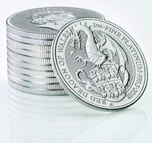1oz Platinum Coin, The Red Dragon - Queens Beast