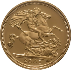 2001 Proof gouden 1/2 Sovereign munt Elizabeth II 4de Portret