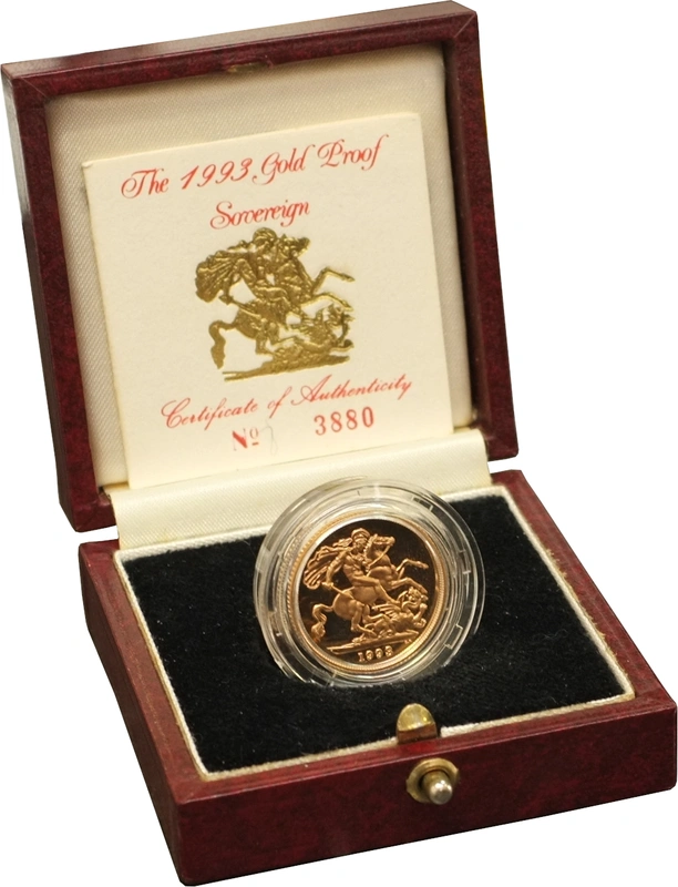 1993 Proof Gold Sovereign Boxed