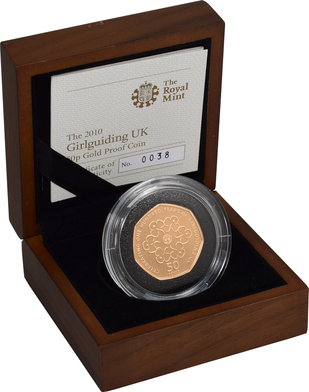 2010 Proof 50p Gold Coin Girlguiding Boxed