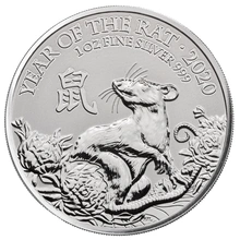 1 troy ounce zilveren Lunar UK munt - Rat - 2020