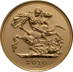 2010 gouden 1/2 Sovereign munt Elizabeth II 4de Portret