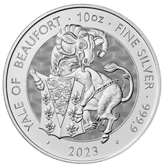 2023 10 troy ounce zilveren Tudor Beasts munt Yale of Beaufort