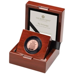 2025 Proof gouden Sovereign munt Shield in doos