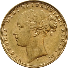 1877 Gold Sovereign - Victoria Young Head - M
