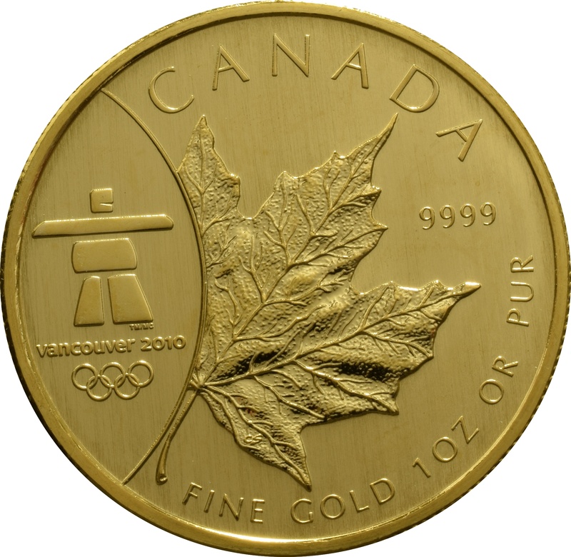 2008 1oz Canadian Maple Gold Coin Vancouver 2010 winter olympics