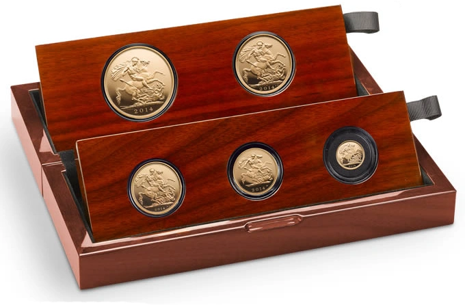 2014 Proof Gold Sovereign 5 Coin Set Boxed