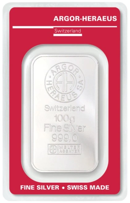 Argor-Heraeus 100 Gram Zilverbaar