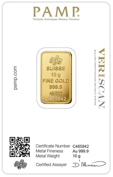 10 gram goudbaar - PAMP Suisse