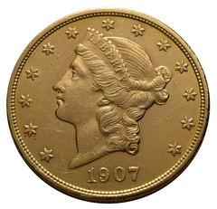1907 gouden American Double Eagle (20 Dollar) munt Liberty Head Philadelphia