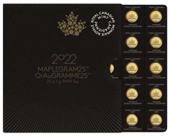 2022 25 x 1 gram gouden MapleGram munten