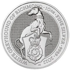 2022 10 troy ounce zilveren Queen's Beasts munt White Greyhound of Richmond