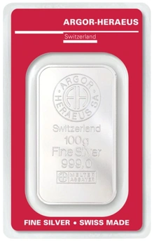 Argor-Heraeus 100 Gram Zilverbaar