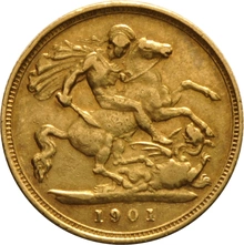 1901 Gold Half Sovereign - Victoria Old Head - London