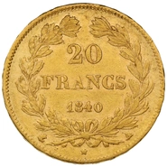 1840 20 Franse Francs - Louis-Philippe Laureaat hoofd - A