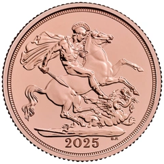 2025 gouden Sovereign munt Laatste van het Roségoud