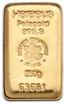 Heraeus 250g Goudbaar