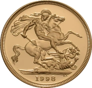 1998 Gold Sovereign - Elizabeth II Fourth head - Proof No box
