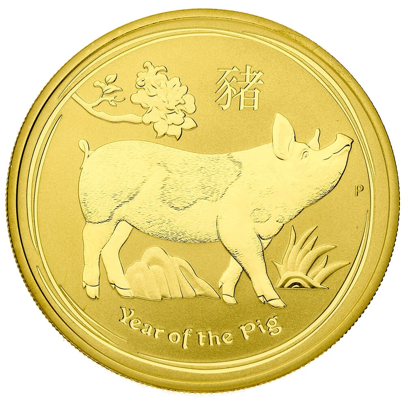 1 troy ounce gouden Lunar munt - Varken - 2019